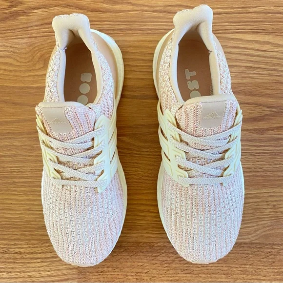 Adidas cream pink ash Pearl ultraboost knit lace up sneakers